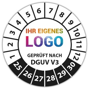 Prüfplakette Geprüft nach DGUV Vorschrift 3 - Prüfplaketten DGUV logo