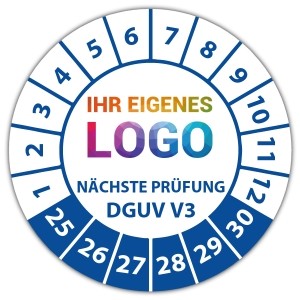 Prüfplakette Geprüft nach DGUV Vorschrift 3 nächster Prüftermin - Prüfplaketten DGUV logo