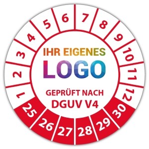 Prüfplakette Geprüft nach DGUV Vorschrift 4 - Prüfplaketten DGUV logo