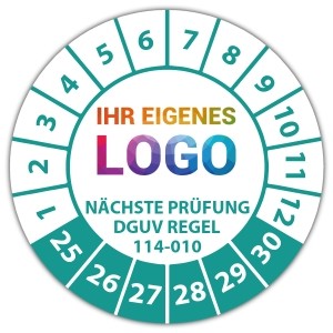 Prüfplakette "Nächste Prüfung DGUV Regel 114-010" logo