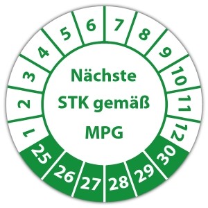 Prüfplakette "Nächste STK gemäß MPG"