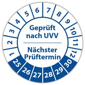 Prüfplakette Geprüft nach UVV nächster Prüftermin - Prüfplaketten auf Rolle