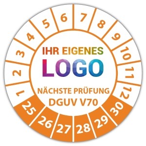 Prüfplakette Nächste Prüfung nach DGUV Vorschrift 70 - Prüfplaketten DGUV logo