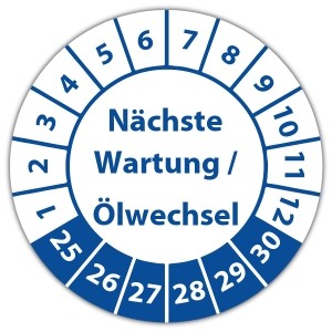 Prüfplakette Nächste Wartung / Ölwechsel - Wartungsaufkleber