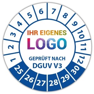 Prüfplakette Geprüft nach DGUV Vorschrift 3 - Prüfplaketten DGUV logo