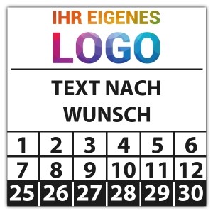 Prüfplakette mit Logo und Wunschtext - Prüfplaketten mit Werbung