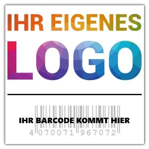 Barcode aufkleber mit Logo und Wunschtext Platz - Signpower