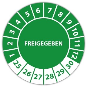 Prüfplakette Dokumentenfolie Freigegeben (mit Datum) - Prüfplaketten Dokumentenfolie