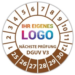 Prüfplakette Geprüft nach DGUV Vorschrift 3 nächster Prüftermin - Prüfplaketten auf Bogen logo