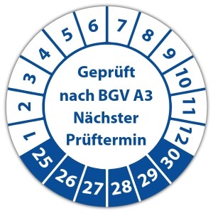 Prüfplakette Geprüft nach BGV A3 Nächster Prüftermin - Prüfplaketten DGUV