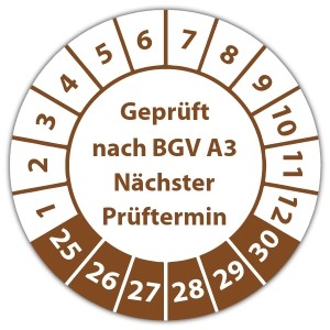 Prüfplakette Dokumentenfolie Geprüft nach BGV A3 Nächster Prüftermin - Prüfplaketten Dokumentenfolie