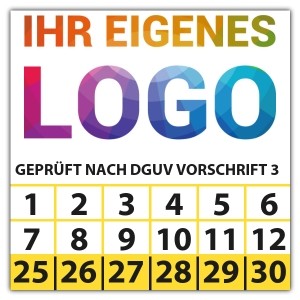 Prüfplakette Geprüft nach DGUV Vorschrift 3 - Prüfplaketten DGUV logo