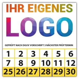 Prüfplakette Dokumentenfolie Geprüft nach DGUV Vorschrift 3 nächster Prüftermin - Prüfplaketten Dokumentenfolie logo