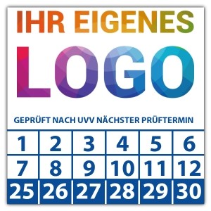 Prüfplakette Dokumentenfolie Geprüft nach UVV nächster Prüftermin - Prüfplaketten UVV logo