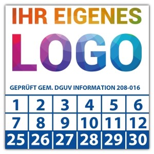 Prüfplakette Dokumentenfolie Geprüft gem. DGUV Information 208-016 - Prüfplaketten DGUV logo