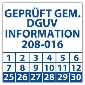 Prüfplakette Dokumentenfolie Geprüft gem. DGUV Information 208-016 - Prüfplaketten DGUV