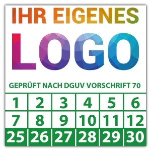 Prüfplakette Dokumentenfolie Geprüft nach DGUV Vorschrift 70 - Prüfplaketten DGUV logo