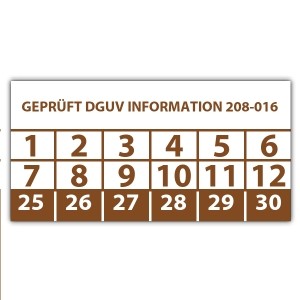 Prüfplakette Dokumentenfolie Geprüft DGUV Information 208-016 - Prüfplaketten DGUV