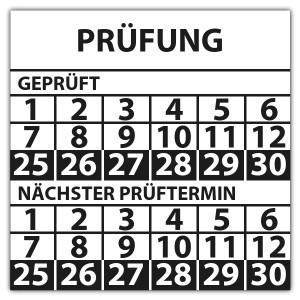 Prüfplakette doppeltes datum "Prüfung"