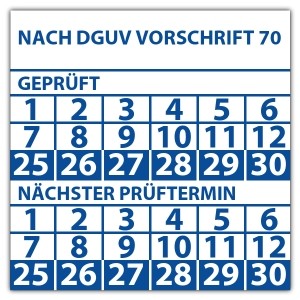 Prüfplakette doppeltes datum Nach DGUV Vorschrift 70 - Prüfplaketten doppeltes Datum