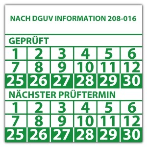 Prüfplakette doppeltes datum Nach DGUV Information 208-016 - Prüfplaketten doppeltes Datum