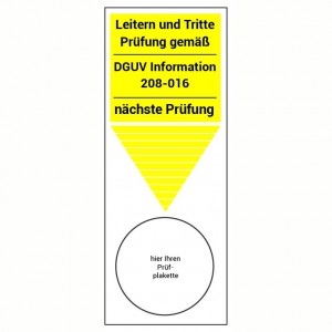 Leiter und tritte Prüfung gemäß DGUV 208-016 Grundplakette