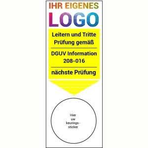 Leiter und tritte Prüfung gemäß DGUV 208-016 Grundplakette mit Logo