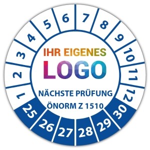 Prüfplakette Geprüft nach ÖNORM Z 1510 nächster Prüftermin - Prüfplaketten auf Rolle logo