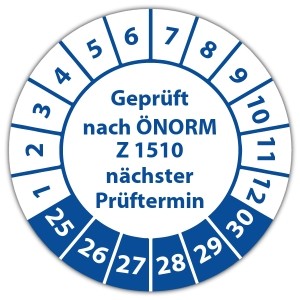 Prüfplakette Geprüft nach ÖNORM Z 1510 nächster Prüftermin - Prüfplaketten auf Rolle