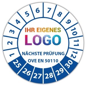 Prüfplakette Geprüft nach OVE EN 50110 nächster Prüftermin - Prüfplaketten auf Rolle logo