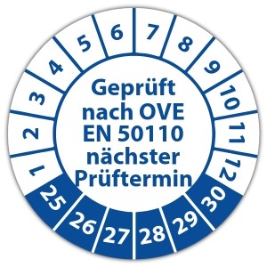 Prüfplakette Geprüft nach OVE EN 50110 nächster Prüftermin - Prüfplaketten auf Rolle