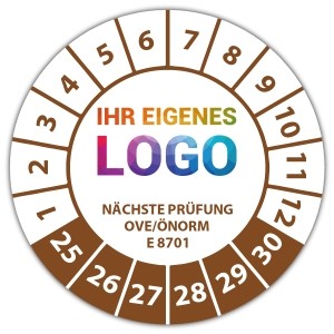 Prüfplakette Geprüft nach OVE/ÖNORM E 8701 nächster Prüftermin - Prüfplaketten auf Rolle logo