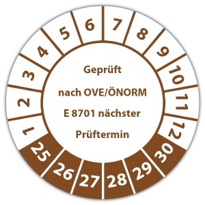 Prüfplakette Geprüft nach OVE/ÖNORM E 8701 nächster Prüftermin - Prüfplaketten auf Rolle