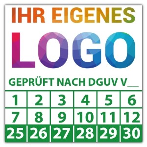 Prüfplakette Geprüft nach DGUV (eigene eingabe) - Prüfplaketten DGUV logo